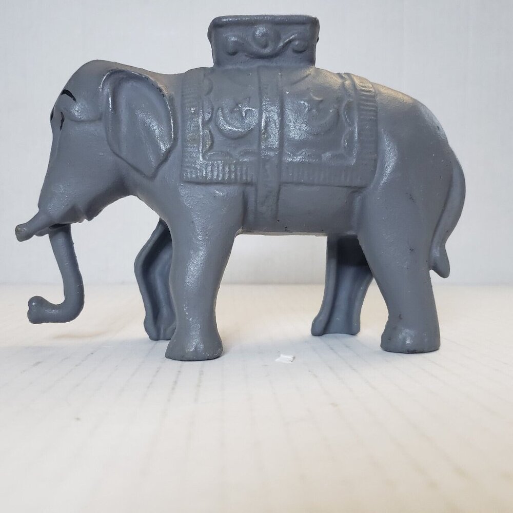 Vintage Repro‎  Elephant with Howdah Cast Iron Mechanical Bank